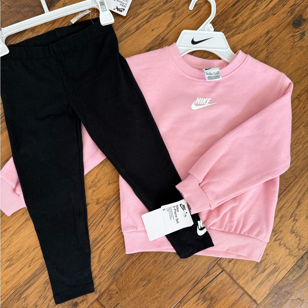 Nike Kids Pink Top and Black Leggings Set